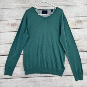 Scotch & Soda Sea You V-Neck Sweater Mens Large Sea Green Lightweight